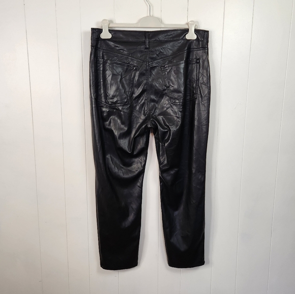 Old Navy High Rise OG Straight Faux Leather Black Ankle Pants Size 14 Minimalist - Picture 4 of 10